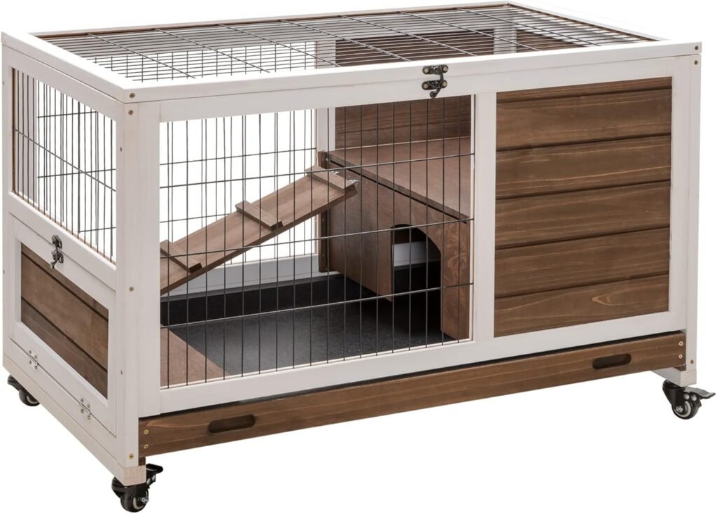 PawHut Deluxe Wooden Rabbit Hutch with Run